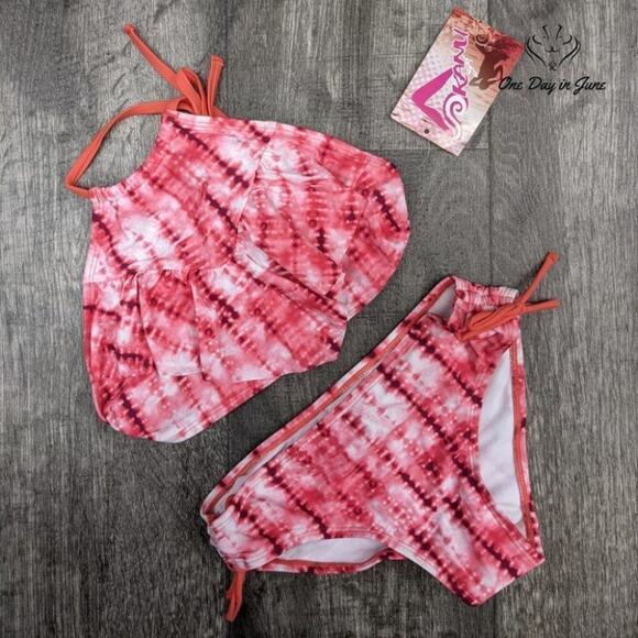 Kanu Surf Morgan Ruffle Halter Bikini Swimsuit Size 14 - Picture 3 of 4